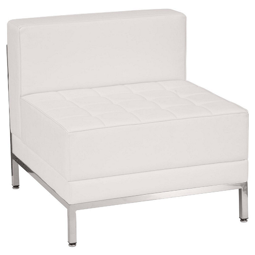 Emma + Oliver Contemporary White LeatherSoft Middle Chair Image