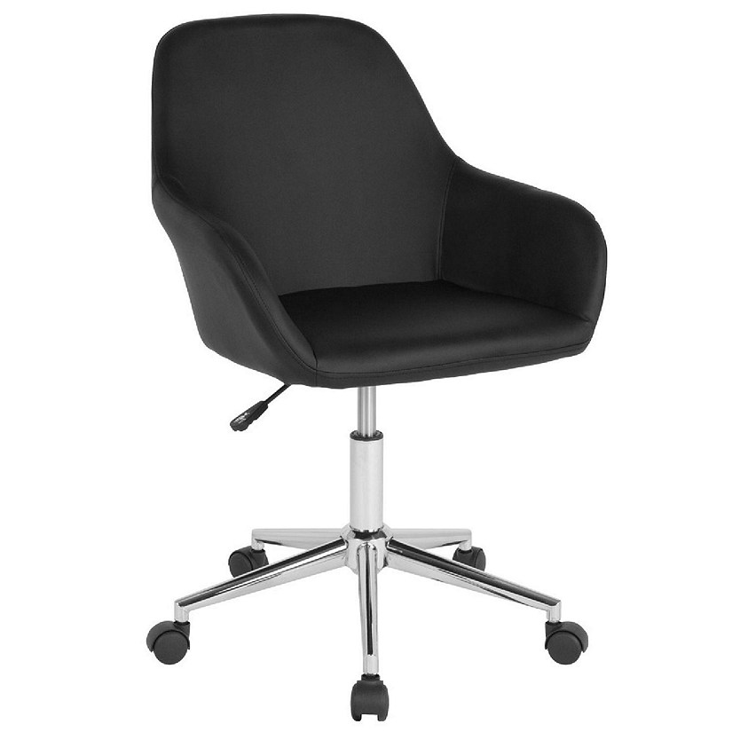 Emma + Oliver Cortana Home and Office Mid-Back Chair in Black LeatherSoft Image