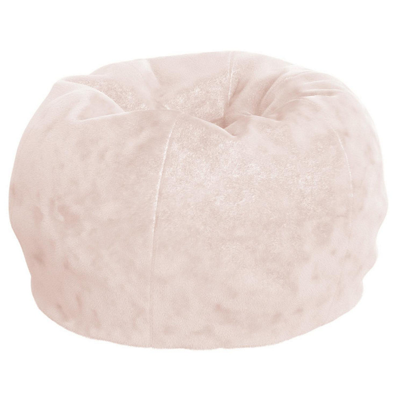 Emma + Oliver Daisy Small Blush Furry Bean Bag Chair for Kids and Teens Image
