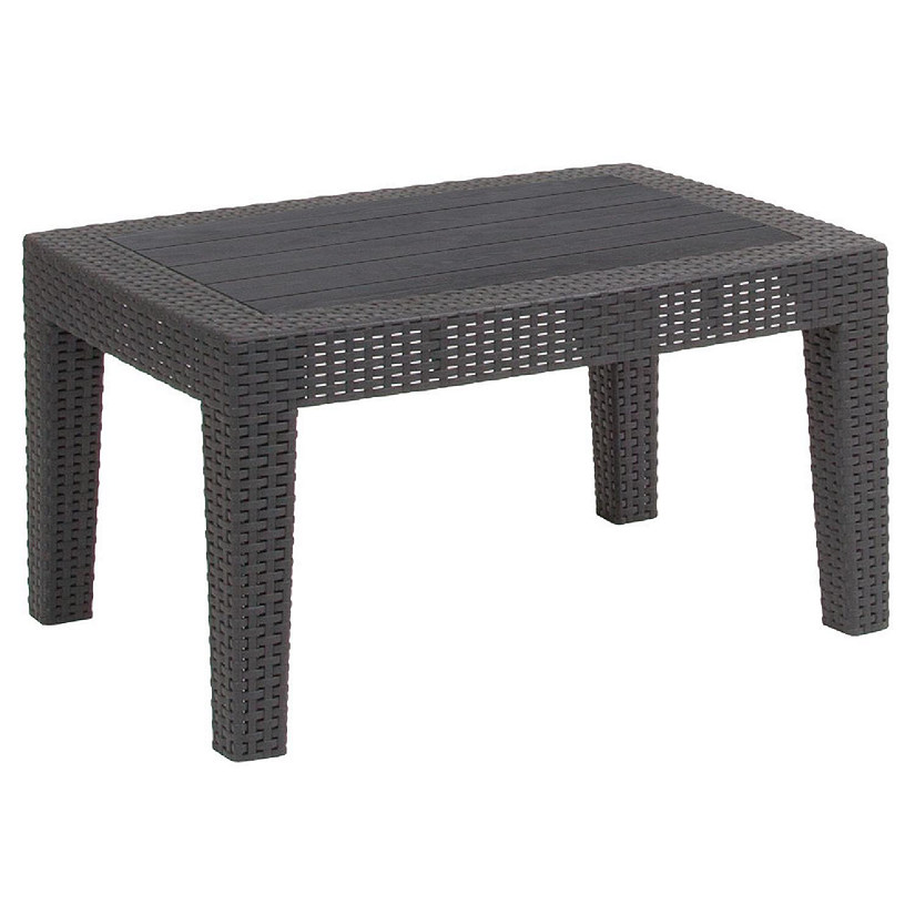 Emma + Oliver Dark Gray Faux Rattan Coffee Table Image