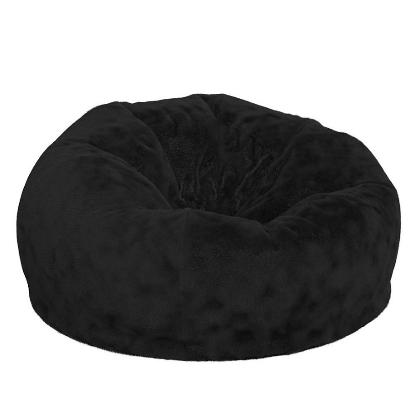 Emma Oliver Denver Oversized Black Furry Bean Bag Chair For Kids And Adults~14464022$NOWA$