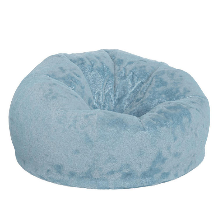 Emma + Oliver Denver Oversized Teal Furry Bean Bag Chair for Kids and Adults Image