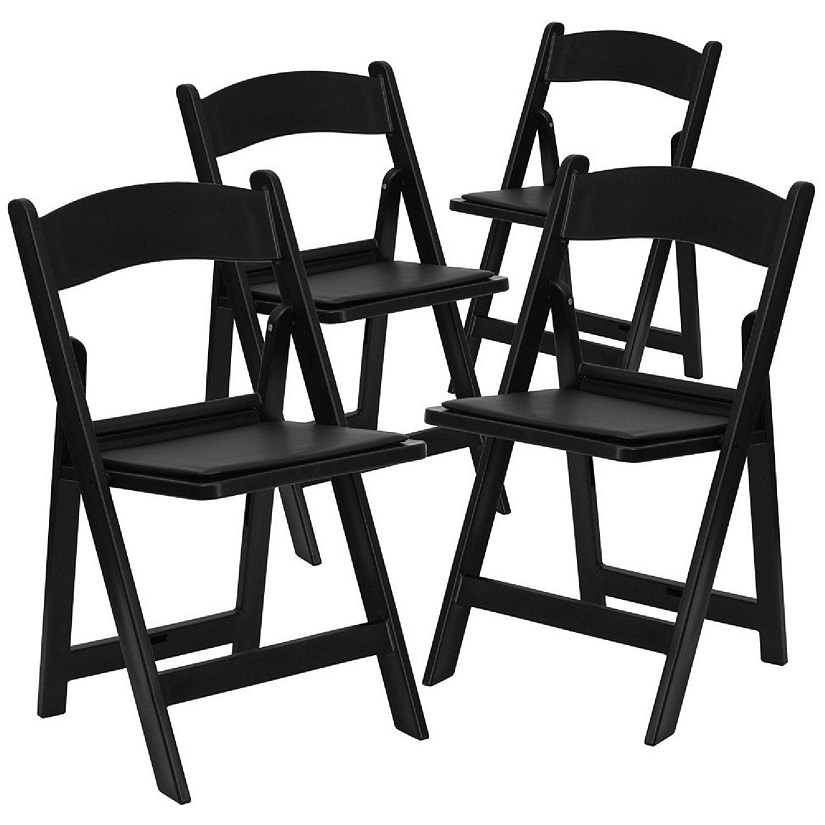 Emma Oliver Folding Chair Black Resin 4 Pack 1000lb Weight Capacity Comfortable Event Chair Light Weight Folding Chair~14318205$NOWA$