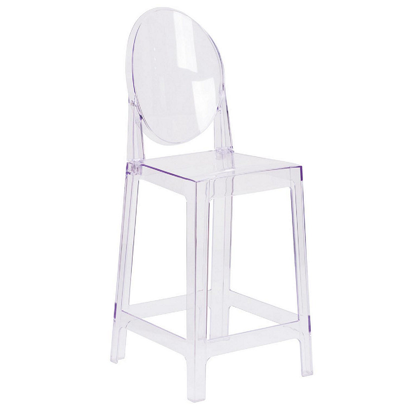 Emma + Oliver Ghost Counter Stool with Oval Back in Transparent Crystal Image