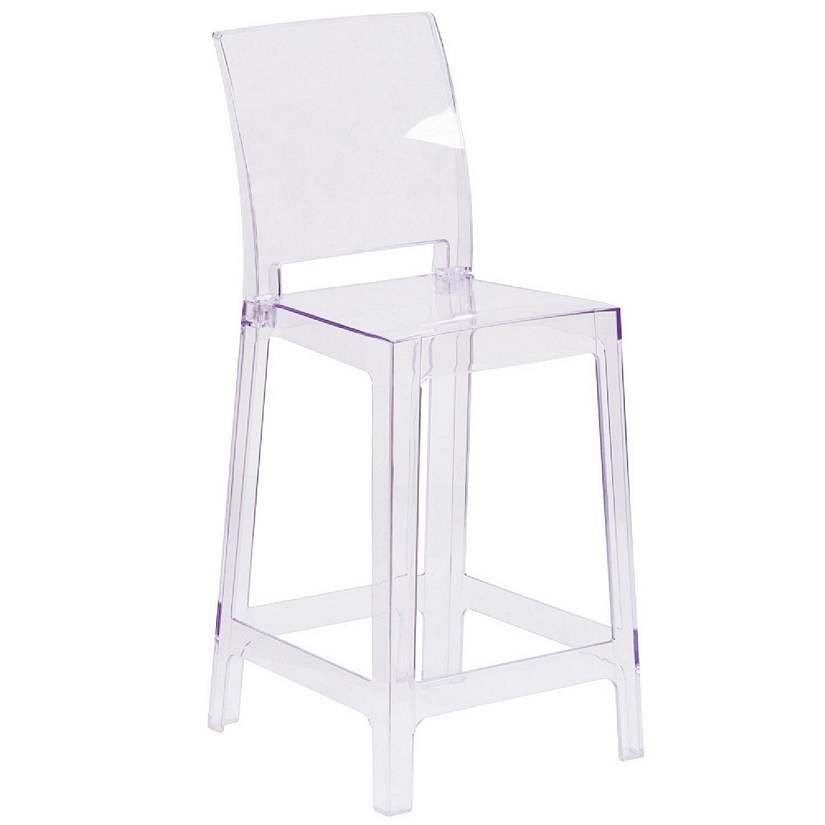 Emma + Oliver Ghost Counter Stool with Square Back in Transparent Crystal Image
