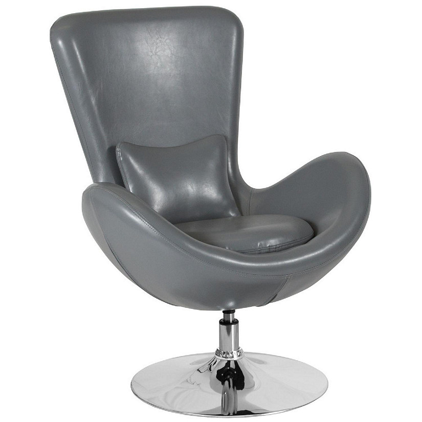 Emma + Oliver Gray LeatherSoft Side Reception Chair with Bowed Seat Image
