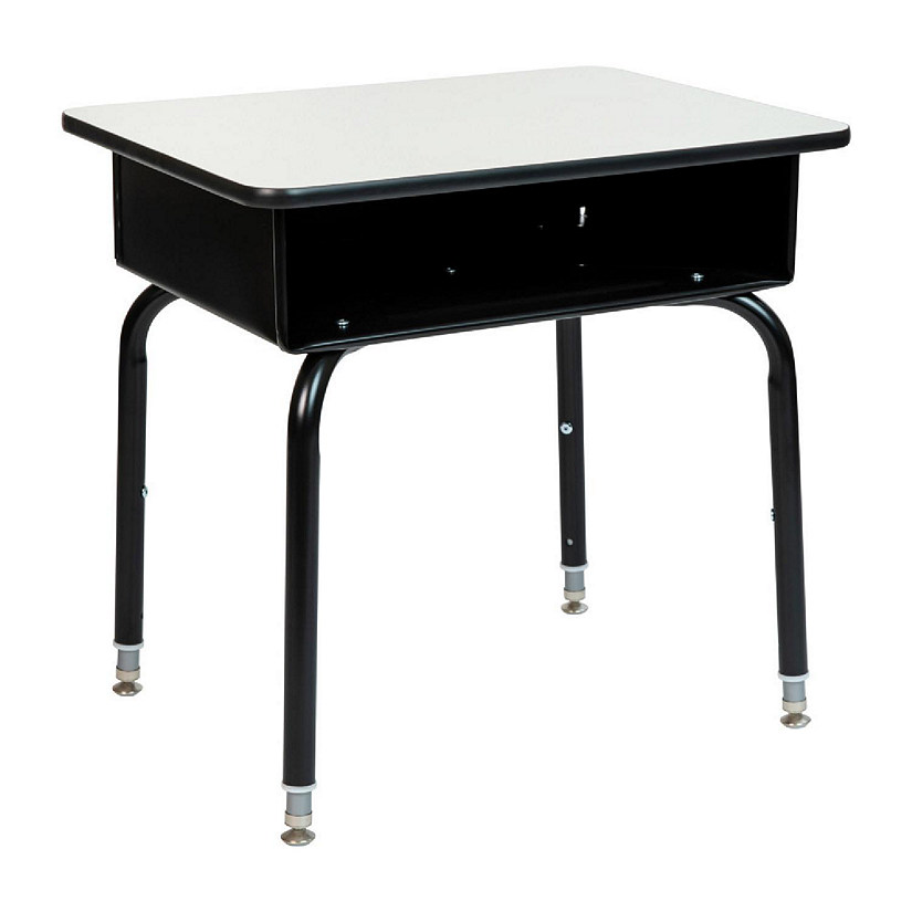 Emma + Oliver Gray Student Desk with Open Front Metal Book Box - School Desk Image