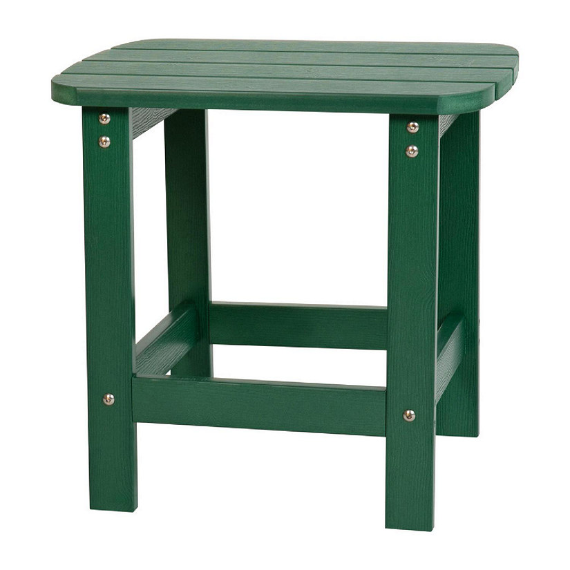 Emma + Oliver Hammond Adirondack Side Table - Green Finish - Durable Polyresin Construction - Suitable for Indoor/Outdoor Use - UV Resistant Image