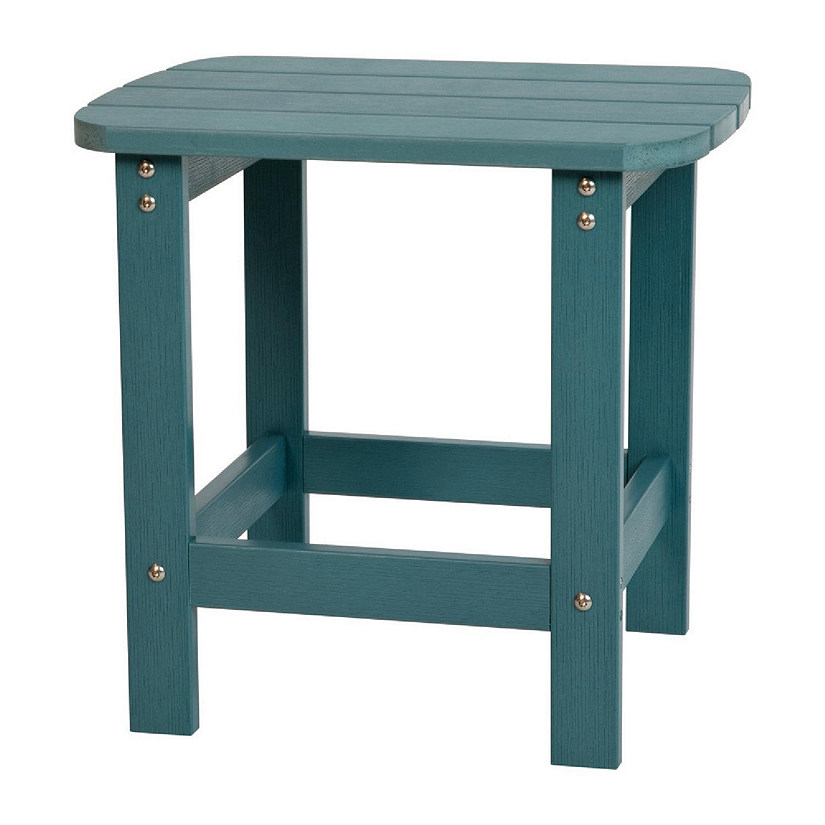 Emma + Oliver Hammond Adirondack Side Table - Sea Foam Finish - Durable Polyresin Construction - Suitable for Indoor/Outdoor Use - UV Resistant Image