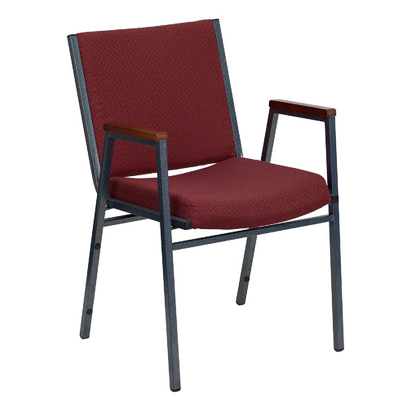 Emma + Oliver Heavy Duty Burgundy Patterned Fabric Stack Chair with Arms Image