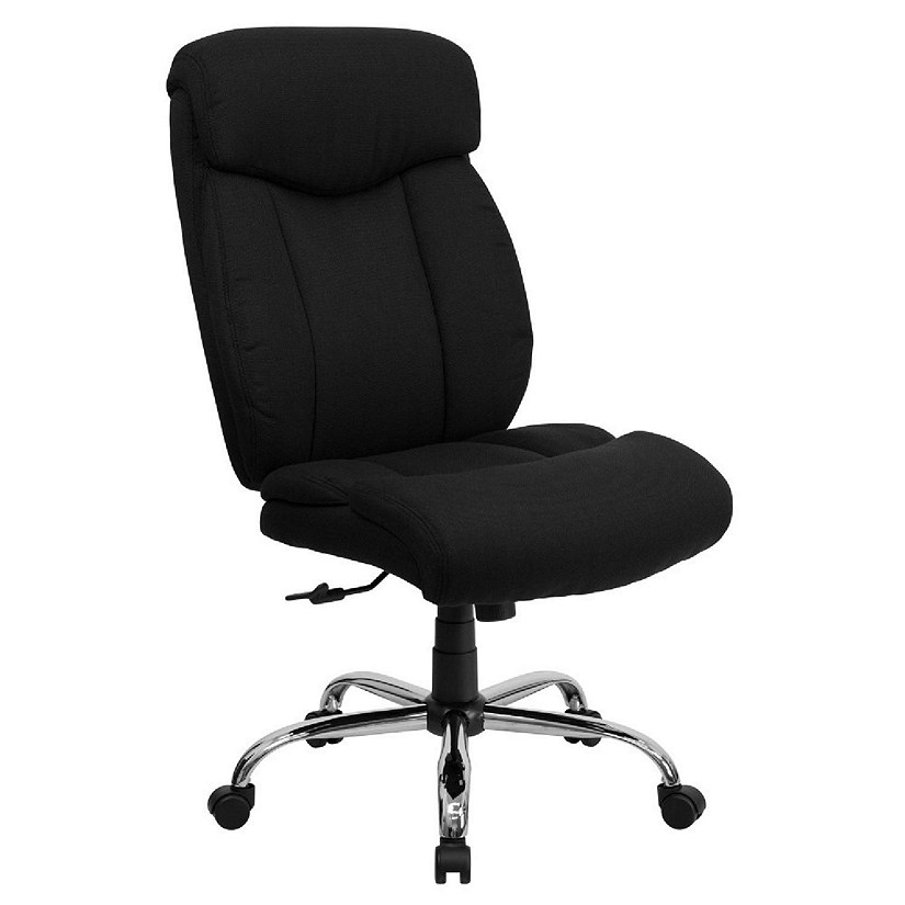 Emma + Oliver HERCULES Series Big & Tall 400 lb. Rated Black Fabric Executive Ergonomic Office Chair and Chrome Base Image