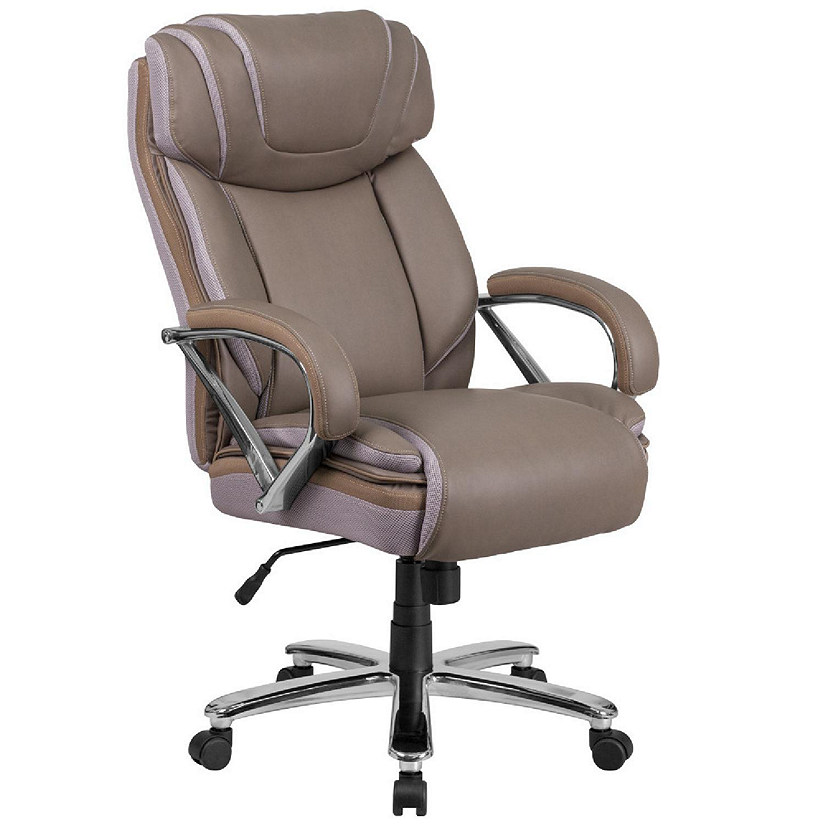 Emma + Oliver HERCULES Series Big & Tall 500 lb. Rated Taupe LeatherSoft Executive Swivel Ergonomic Office Chair with Extra Wide Seat Image