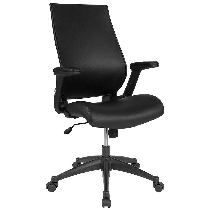 Emma + Oliver High Back Black LeatherSoft Executive Swivel Office Chair with Molded Foam Seat and Adjustable Arms Image