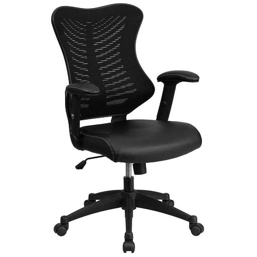Emma + Oliver High Back Designer Black Mesh Executive Swivel Ergonomic