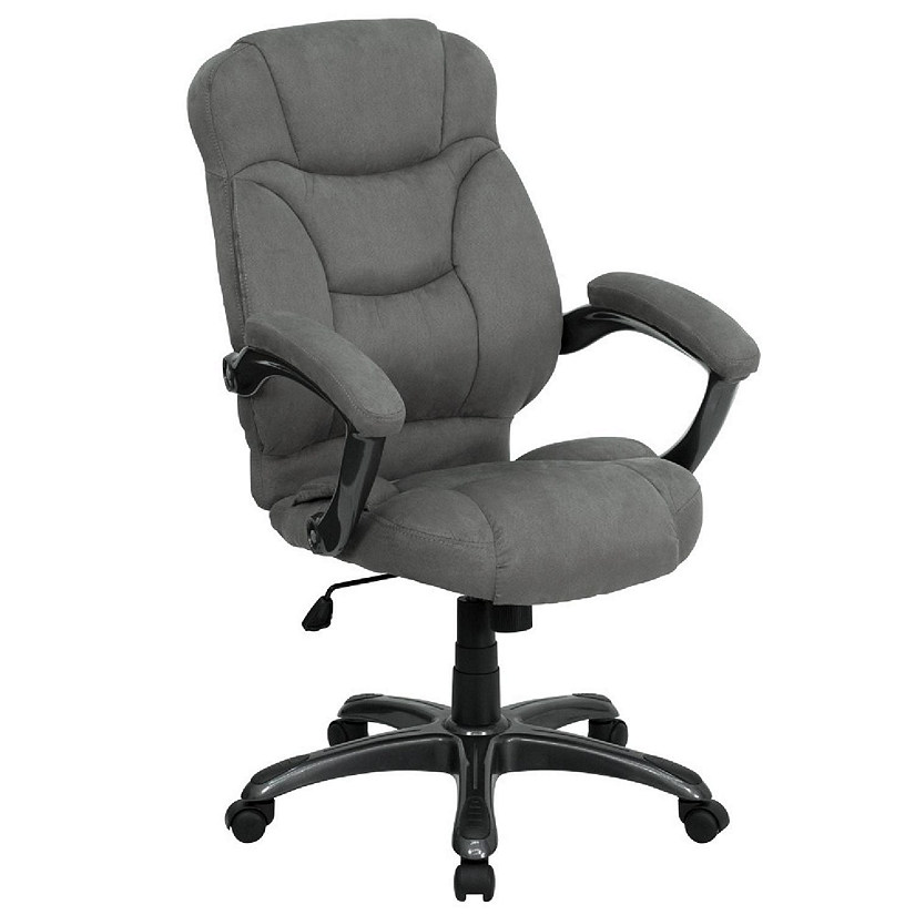 Emma Oliver High Back Gray Microfiber Contemporary Executive Swivel Ergonomic Office Chair With Arms~14318837$NOWA$