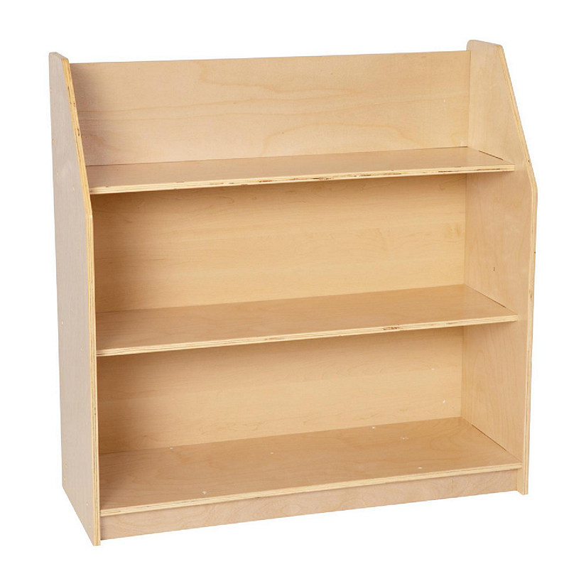 Emma + Oliver Kid's Bookshelf or Toy Storage Shelf for Bedroom or Playroom - Natural Wood Finish - Safe, Kid-Friendly Curved Edges Image