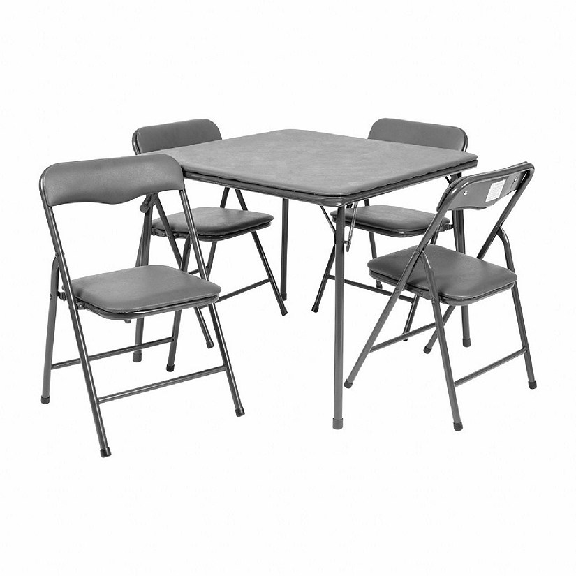 Emma + Oliver Kids Gray 5 Piece Folding Activity Table and Chair Set for Home & Daycare Image