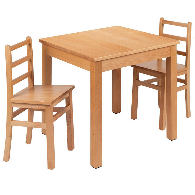 Emma + Oliver Kids Natural Solid Wood Table and Chair Set for Classroom, Playroom, Kitchen Image