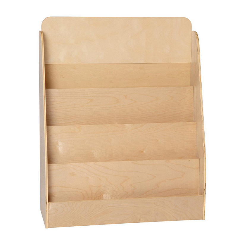 Emma + Oliver Kid's Natural Wood Book Storage Shelf - 4 Storage Slats - Child-Friendly Curved Edges - Recommended for Ages 5-7 Image
