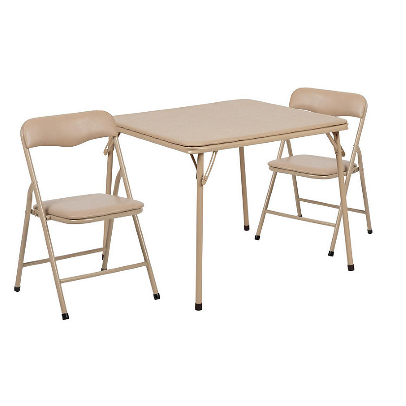 Emma + Oliver Kids Tan 3 Piece Folding Activity Table and Chair Set Image