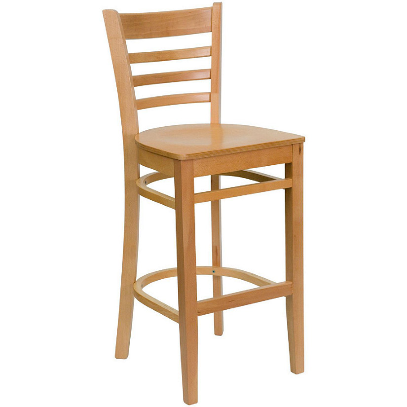 Emma + Oliver Ladder Back Natural Wood Barstool Image