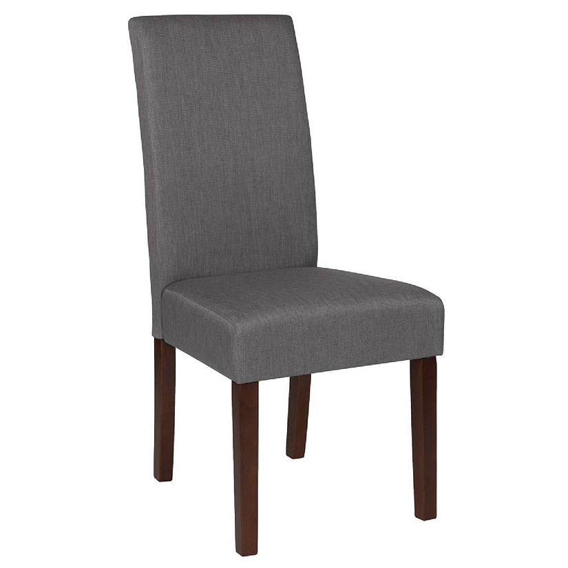 Emma + Oliver Light Gray Fabric Parsons Chair with Mahogany Legs Image