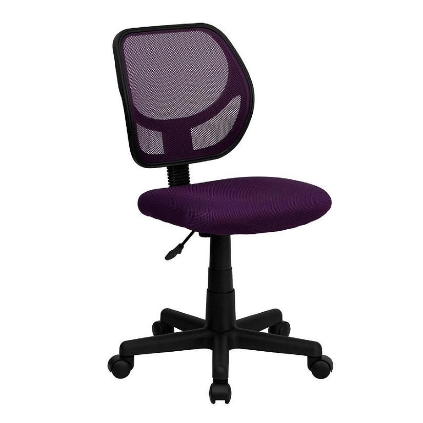 Emma + Oliver Low Back Purple Mesh Swivel Task Office Chair Image