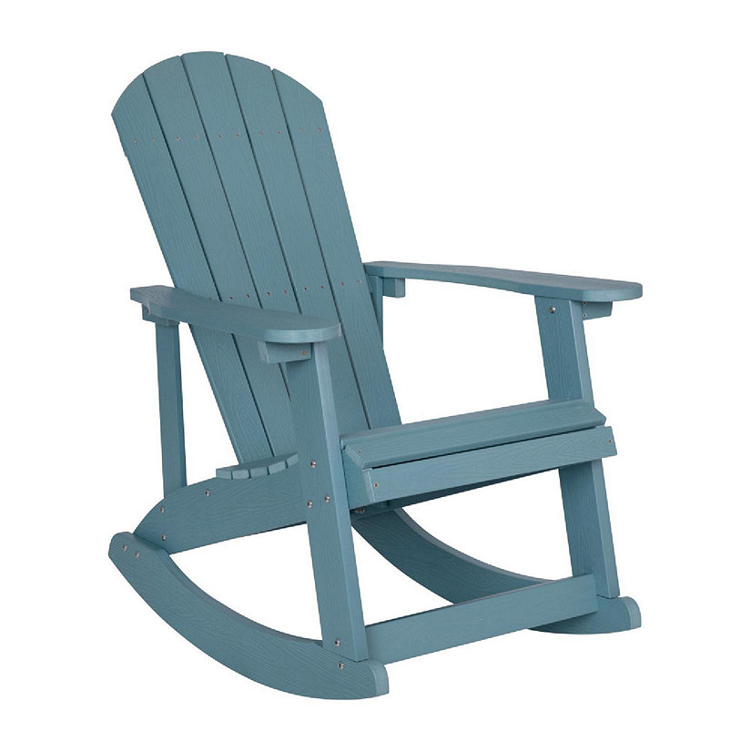 Emma + Oliver Marcy All Weather Rocking Chair - Sea Foam Poly Resin - Classic Adirondack Design - UV Resistant Coating - Rust Resistant Stainless Steel Hardware Image