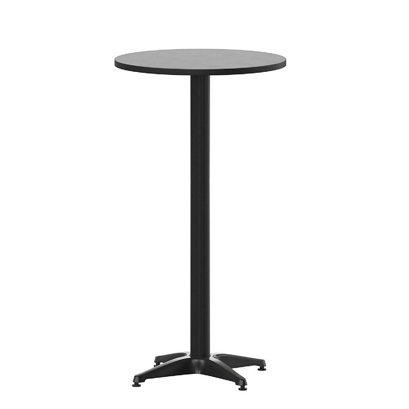 Emma + Oliver Meri Bar Height Patio Dining Table - Black Aluminum Frame - 23.5" Round Flip-Up Top - Suitable for Indoor/Outdoor Use Image