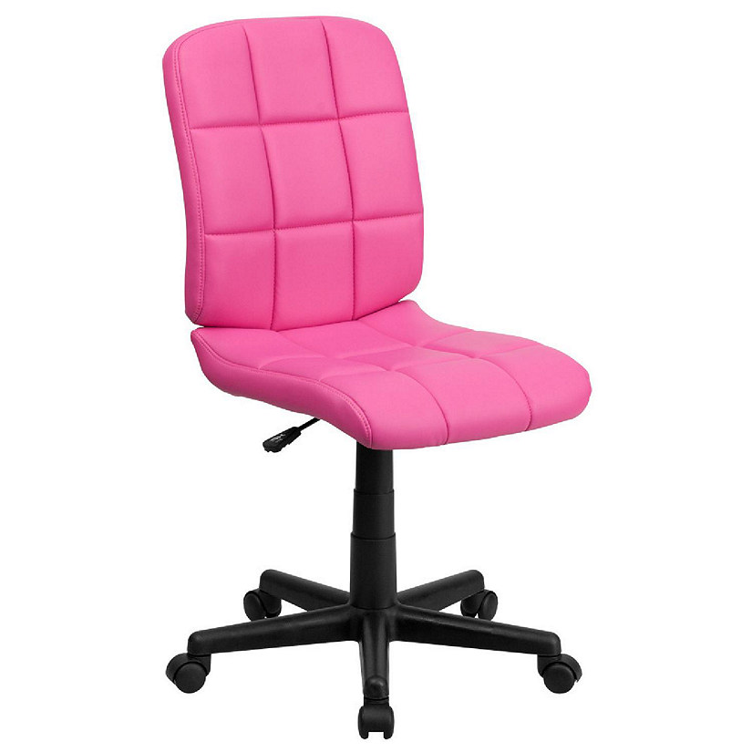 Emma + Oliver Mid-Back Pink Quilted Vinyl Swivel Task Office Chair Image