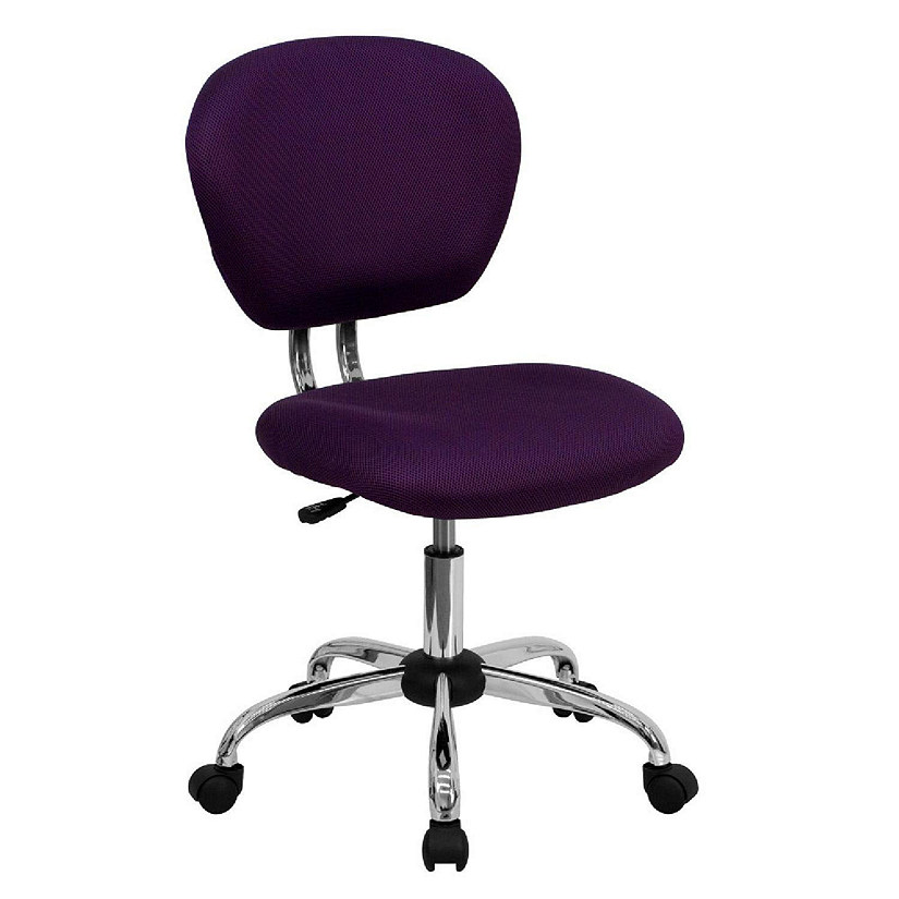 Emma + Oliver Mid-Back Purple Mesh Padded Swivel Task Office Chair with Chrome Base Image