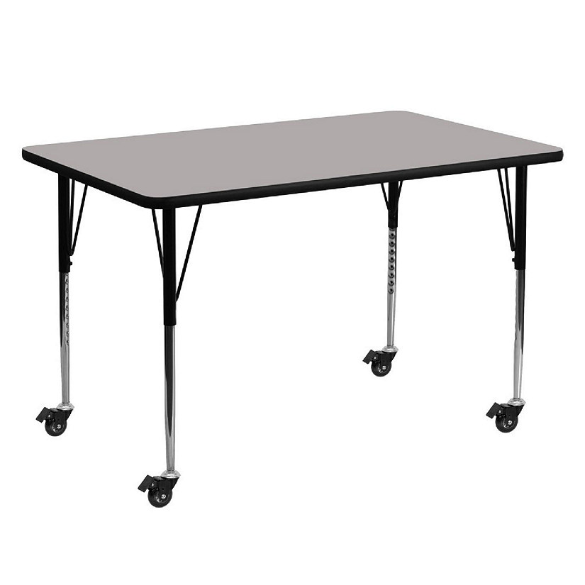 Emma + Oliver Mobile 30x60 Grey HP Laminate Adjustable Activity Table Image