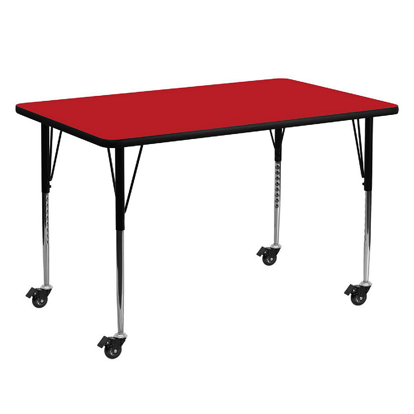 Emma + Oliver Mobile 30x60 Red HP Laminate Adjustable Activity Table Image
