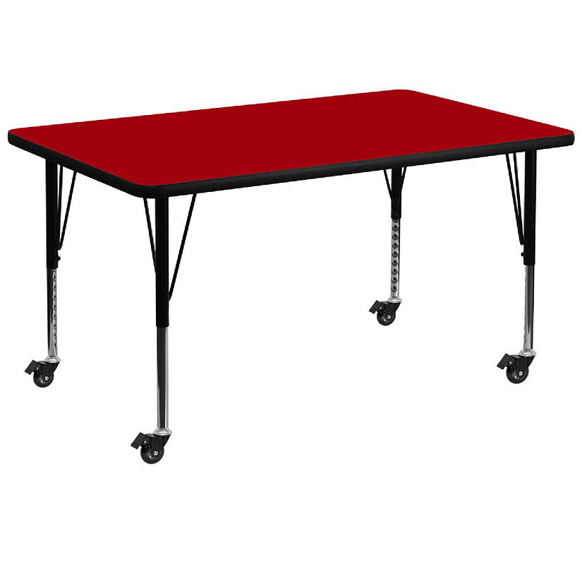 Emma + Oliver Mobile 36x72 Red Thermal Laminate Preschool Activity Table Image