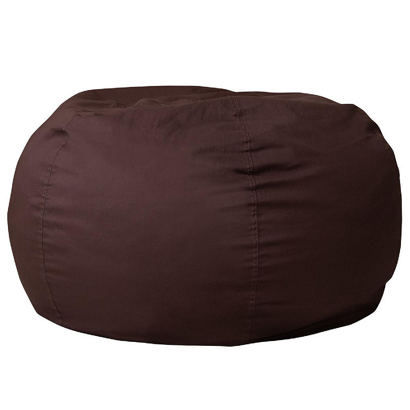 Emma + Oliver Oversized Solid Brown Bean Bag Chair for Kids and Adults Image