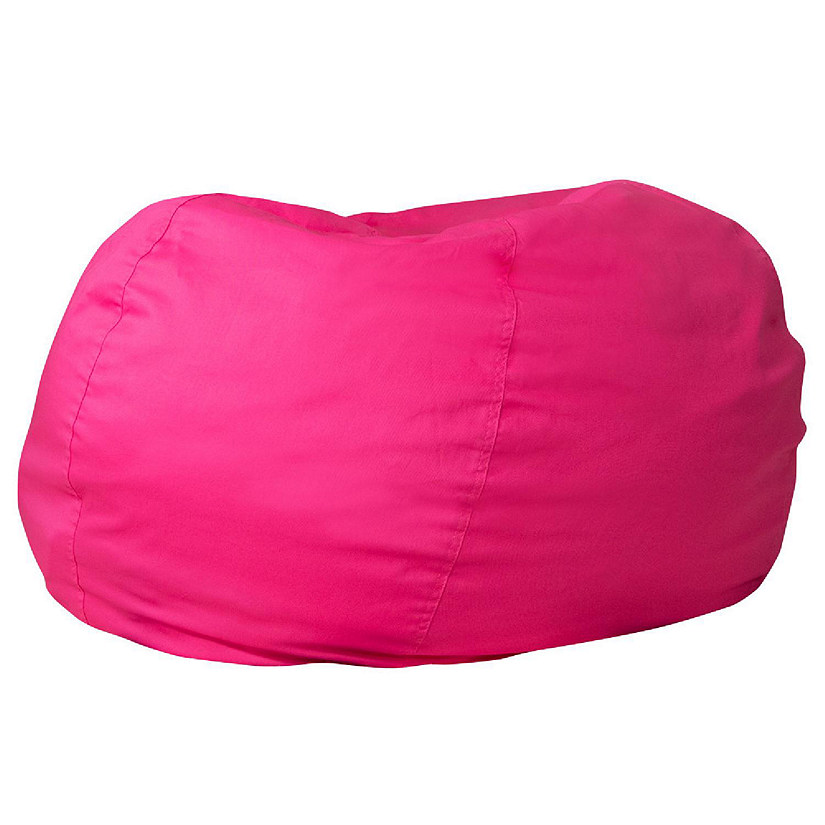 Emma + Oliver Oversized Solid Hot Pink Bean Bag Chair for Kids and Adults Image