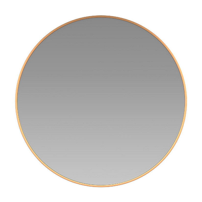 Emma + Oliver Oxidized Finish Gold Metal Wall Mounted Mirror - 20" Round Design - 4 mm Silvered Back - Anti Shatter Safety Film Keeps Glass in Frame if Broken Image