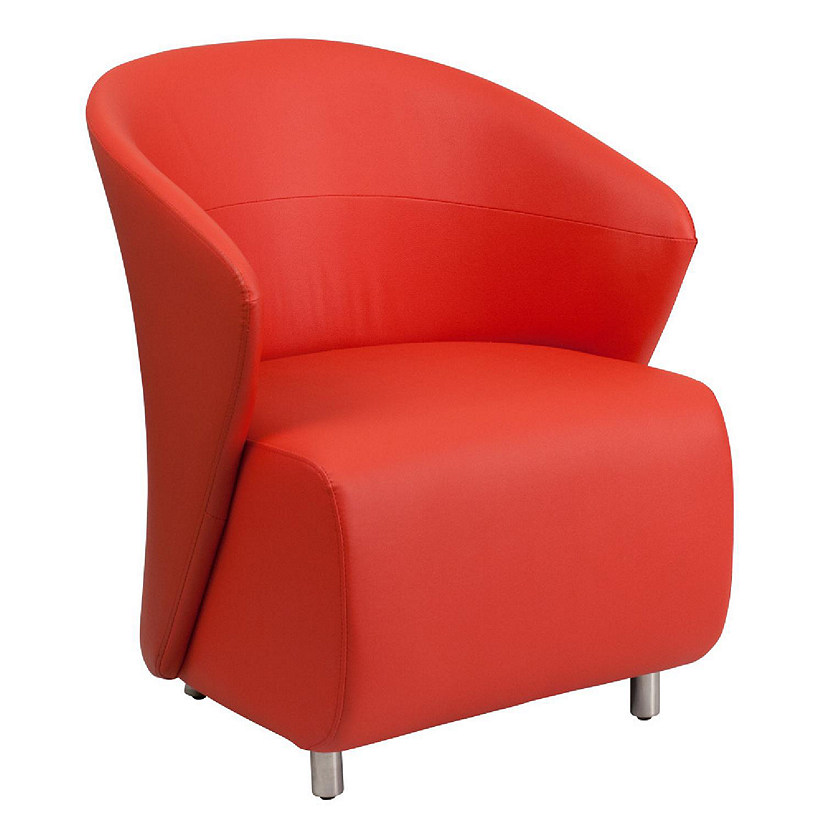 Emma + Oliver Red LeatherSoft Curved Barrel Lounge Chair Image