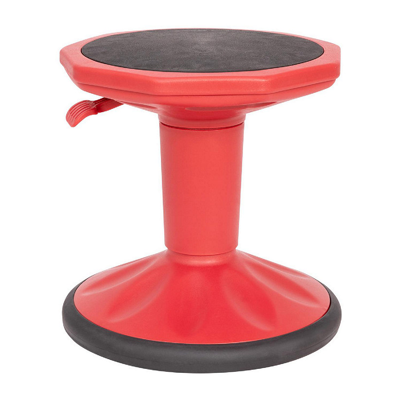 Emma + Oliver Saylor Active Motion Stool for Kids - Red Polypropylene Construction - Non-Slip Weighted Rubber Bottom - Pneumatic Seat Height Adjustment Image
