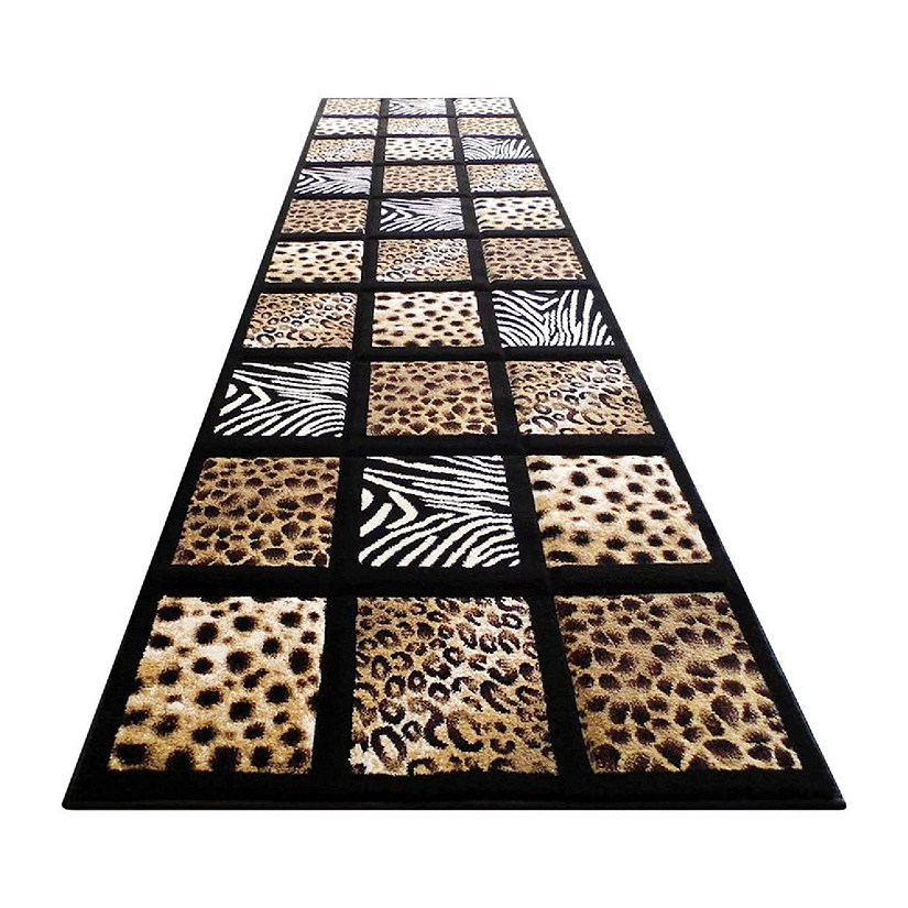 Black and White Leopard Print Accent Rug