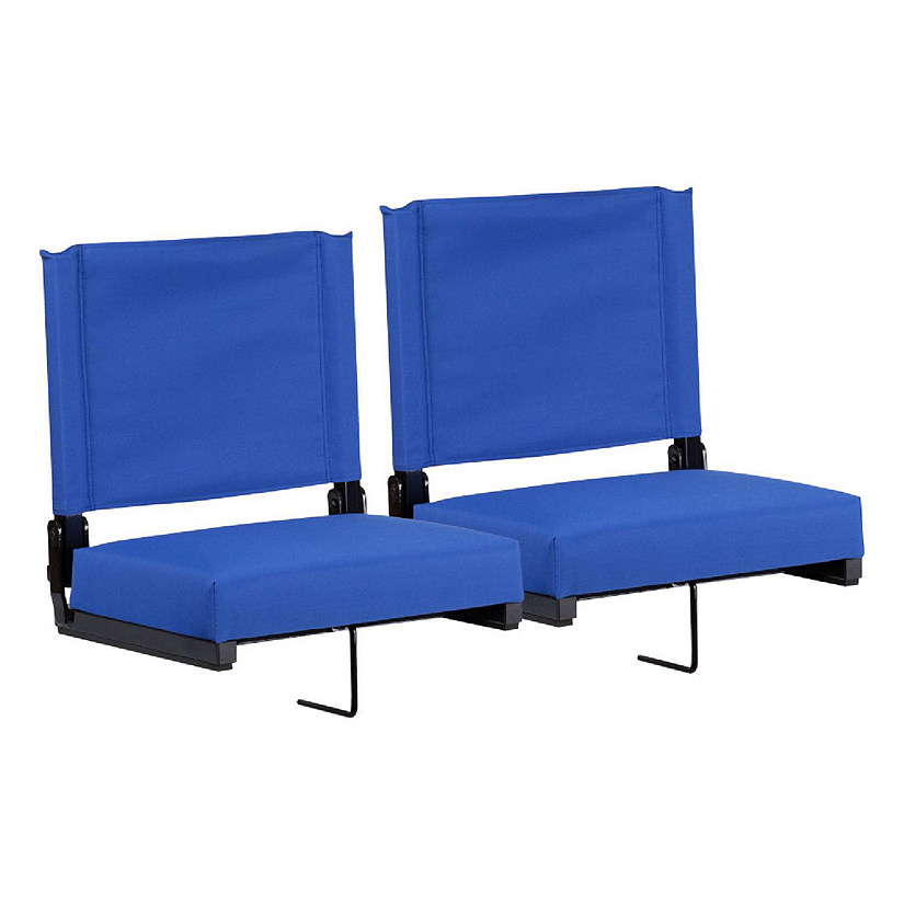 Emma + Oliver Set of 2 500 lb. Rated Lightweight Stadium Chair with Ultra-Padded Seat, Blue Image
