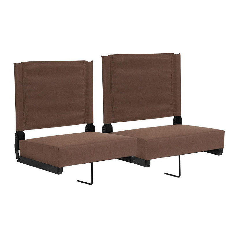 Emma + Oliver Set of 2 500 lb. Rated Lightweight Stadium Chair with Ultra-Padded Seat, Brown Image