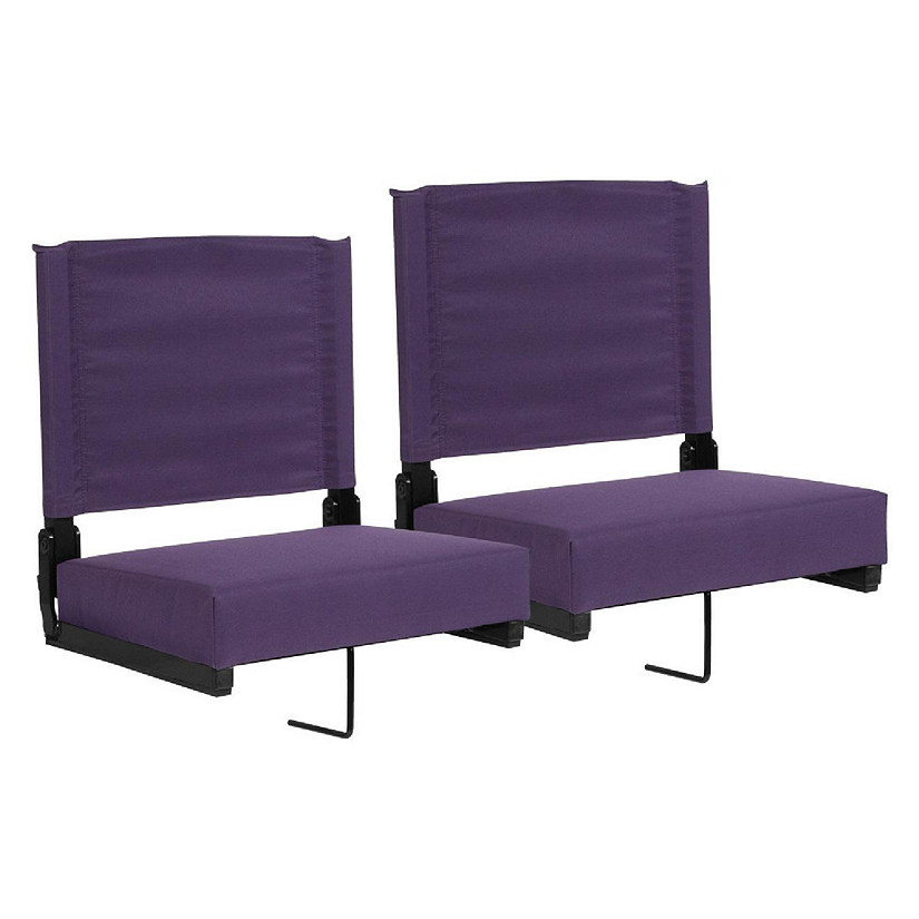 Emma + Oliver Set of 2 500 lb. Rated Lightweight Stadium Chair with Ultra-Padded Seat, Dark Purple Image