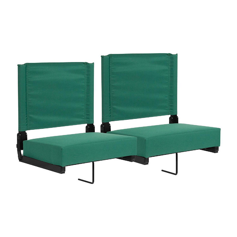 Emma + Oliver Set of 2 500 lb. Rated Lightweight Stadium Chair with Ultra-Padded Seat, Hunter Green Image