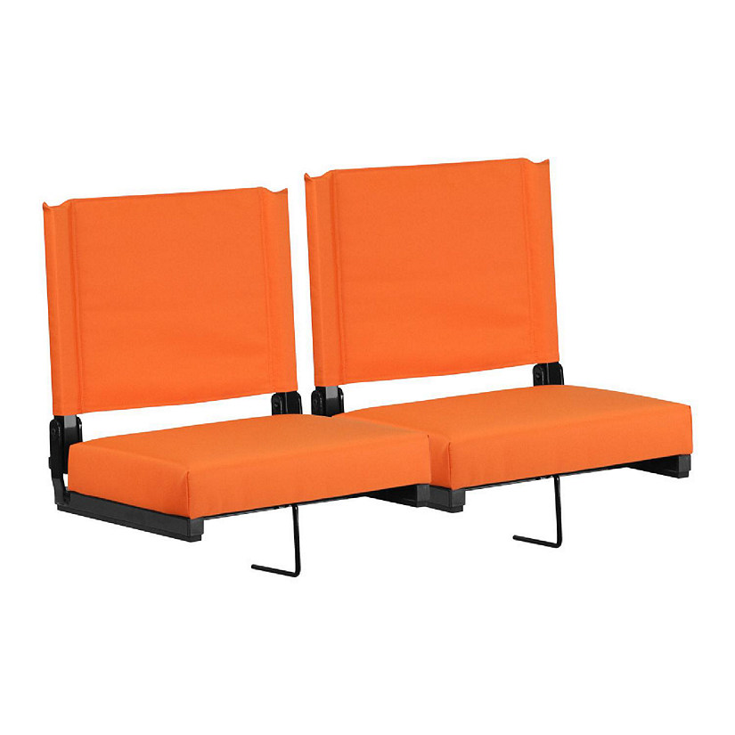 Emma + Oliver Set of 2 500 lb. Rated Lightweight Stadium Chair with Ultra-Padded Seat, Orange Image
