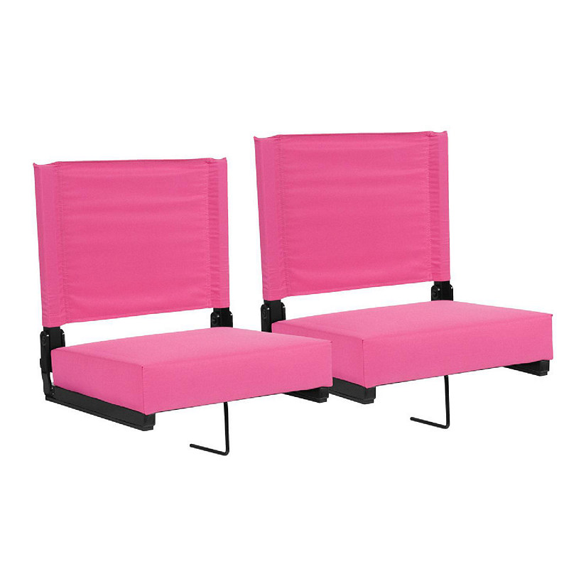 Emma + Oliver Set of 2 500 lb. Rated Lightweight Stadium Chair with Ultra-Padded Seat, Pink Image
