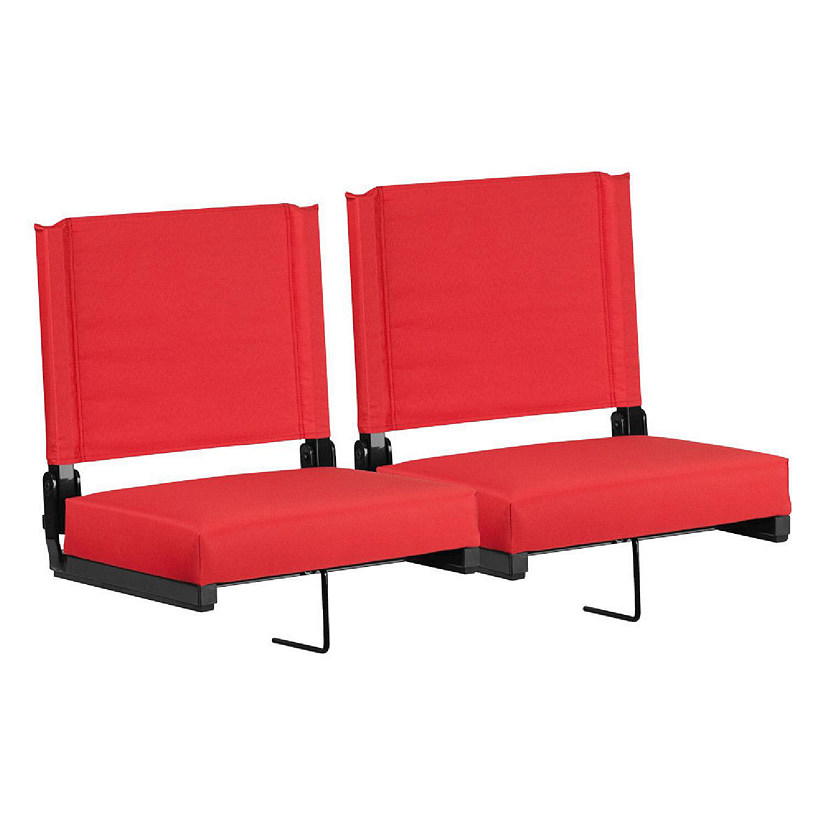 Emma + Oliver Set of 2 500 lb. Rated Lightweight Stadium Chair with Ultra-Padded Seat, Red Image