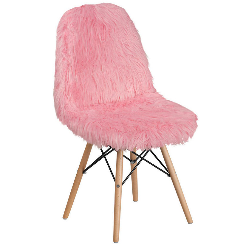 Emma + Oliver Shaggy Dog Light Pink Accent Chair Image