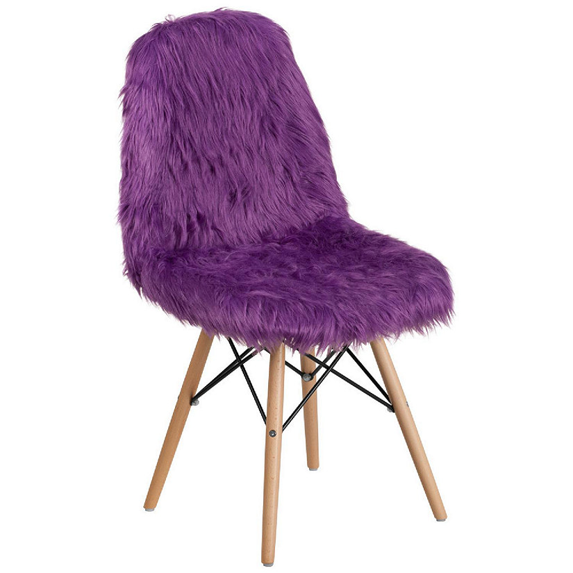 Emma + Oliver Shaggy Dog Purple Accent Chair Image
