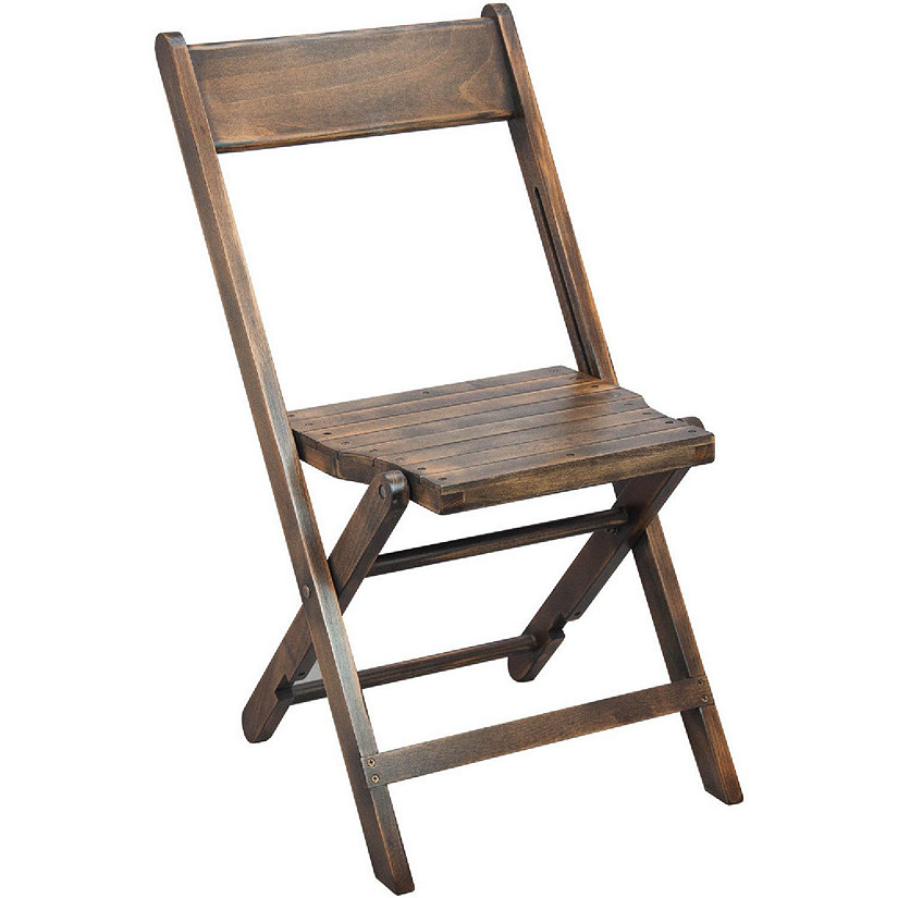 Emma + Oliver Slatted Wood Folding Wedding Chair - Event Chair - Antique Black, Set of 2 Image